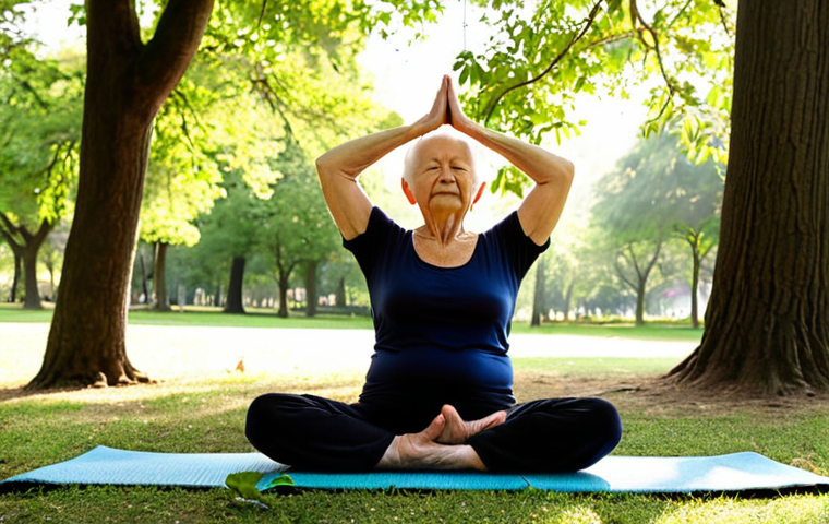 **Image Prompt for Physical Health Improvement**: 
   "An elderly person practicing yoga in a serene park setting, showcasing the benefits of physical activity for seniors. The scene should capture a sense of tranquility and strength, with sunlight filtering through trees."