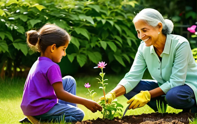 시니어 봉사활동 - **Prompt 1: Renewed Purpose Through Mentorship**
    A wide-angle, vibrant, and warm shot of a disti...