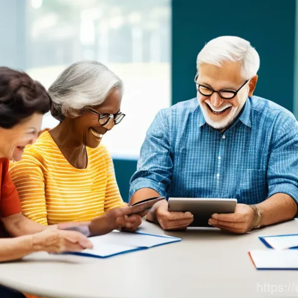 시니어 뇌 건강 프로그램 - **Prompt:** A vibrant, high-definition photographic image capturing a diverse group of cheerful seni...