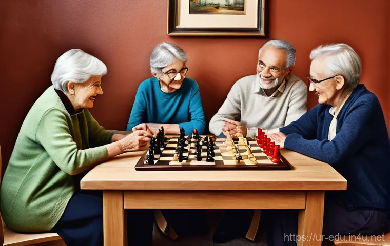 시니어 뇌 건강 프로그램 - **Prompt:** A vibrant, high-definition photographic image capturing a diverse group of cheerful seni...