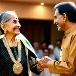 Home 20 시니어 댄스 파티 - **Prompt:** A heartwarming scene of an elderly Pakistani couple, radiating joy, dancing gracefully t...