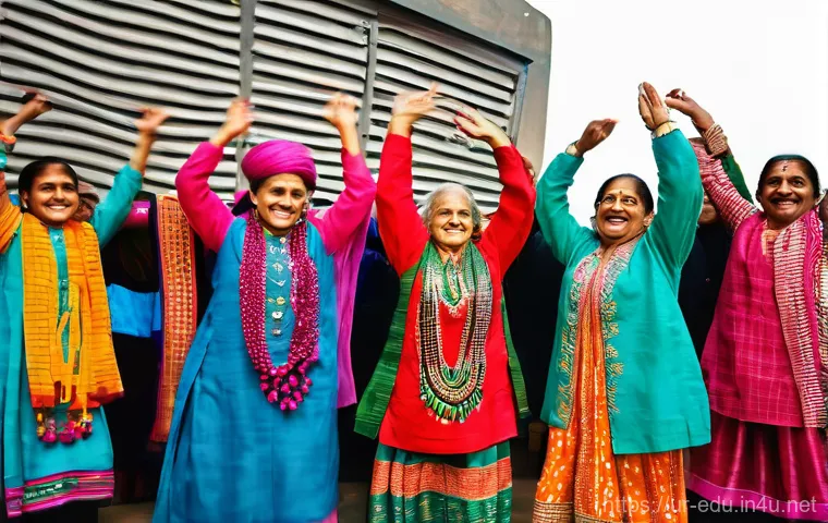 시니어 댄스 파티 - **Prompt:** A vibrant snapshot of a diverse group of cheerful senior men and women from a Pakistani ...